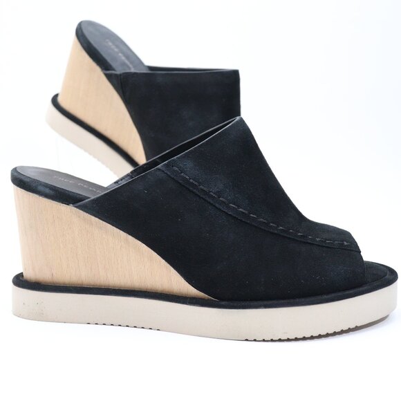 Free People Collection Leather/ Suede Running in Wedges Black Women's Size 10 - Picture 4 of 16